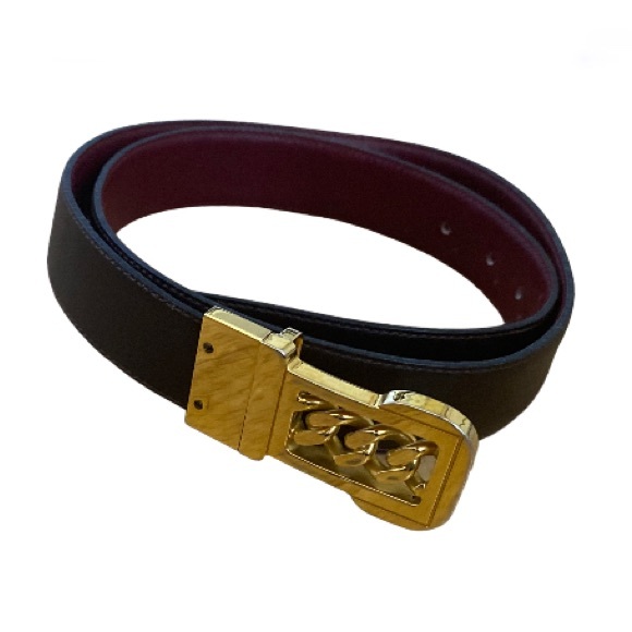 CUZZENS Gold Buckle Brown Leather Italian Made Belt 38” Long main image 7